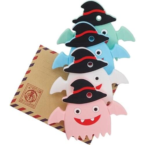 Chenkai 10PCS BPA Free Silicone Halloween Ghost Teethers Cartoon Baby Gift Infant Teething Toys For Baby Rattle Pacifier Clip