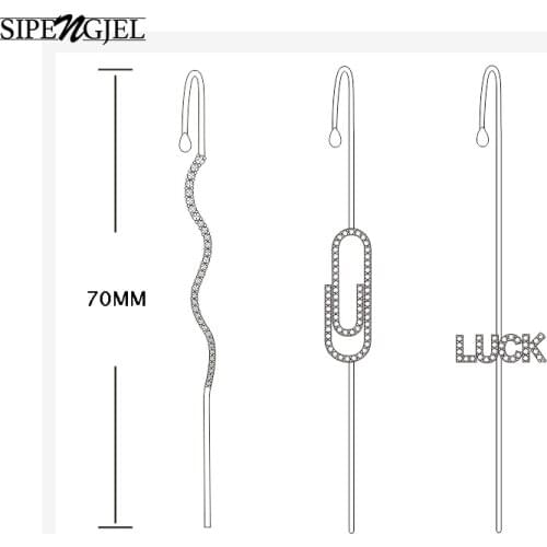 Fashion cubic zircon Clip Earrings Gold Color Pearl long shaped Earrings For Women Girls Wedding jewelry 2020