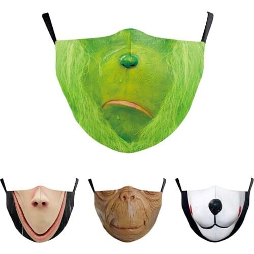 Funny Anime Green Fur Monster Monkey Mouth Halloween Cospaly Masks Women Men Unisex Face-Protection Breathable Adult Party Mask