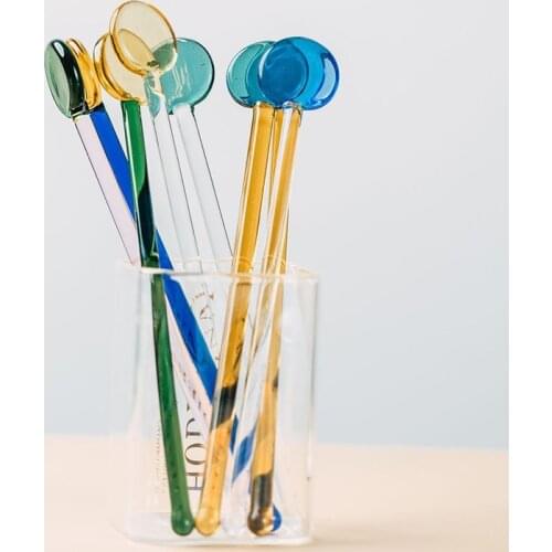 Glass Teaspoons Crystal Clear Teaspoons Glass Espresso Coffee Tea Stirrers Heat-Resistant Toxin-Free Borosilicate Glass Spoon