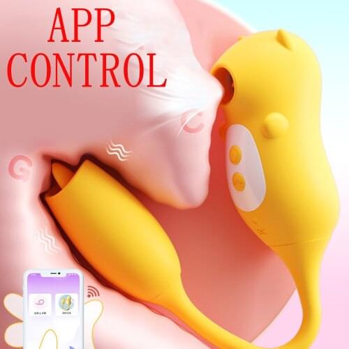 App Remote Control Sucking Tongue Licking Vibrator for Women Clitoris Stimulator Nipple Massager Licking Double Vibrating Egg