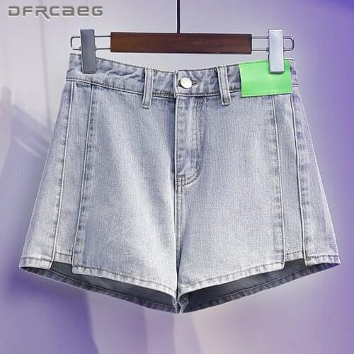 Streetwear Patchwork Summer Denim Shorts Women 2021 High Waist Vintage Plus Size Short Pants Jeans Feminino 4XL 5XL