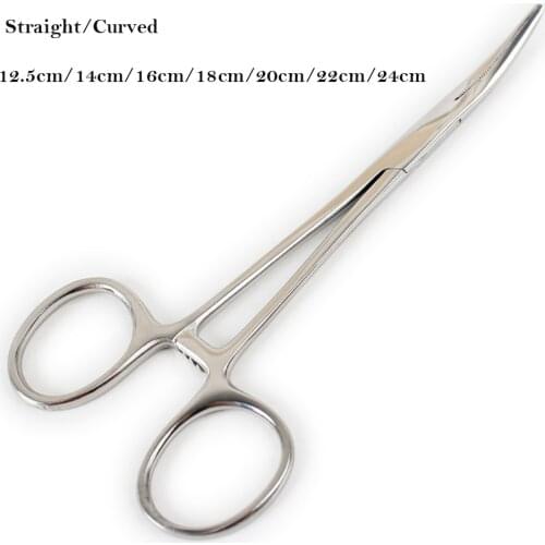 1PCS 12.5/14/16/18/20/22/24CM Pet Grooming Curved/Straight Stainless Steel Locking Elbow Scissors Pliers Hemostatic Forceps