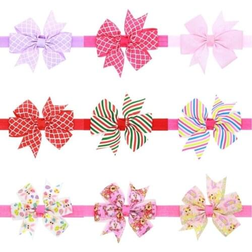 Naturalwell Little girls bow hairband Child hair accessories flower Swallowtail headband Kids ribbon hair band 1pc HB497