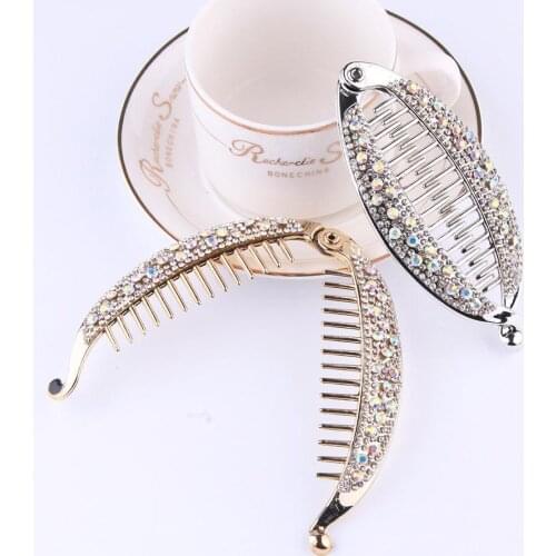 1pc Medium Fish Shape Clip Hairpin Rhinestone Crystal Clips Hairpins Lady Claw Hair Accessories Barrettes Elegant Jewelry B T1C1