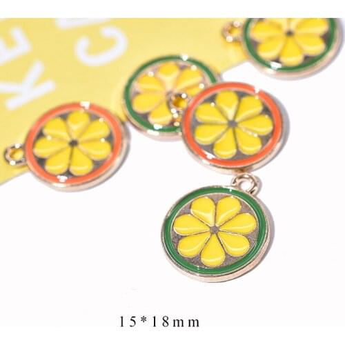 10pcs/Lot Lemon 15*18mm Diy Handmade Oil Enamel Charms Design for Jewelry Making Earring Bracelet or Necklace