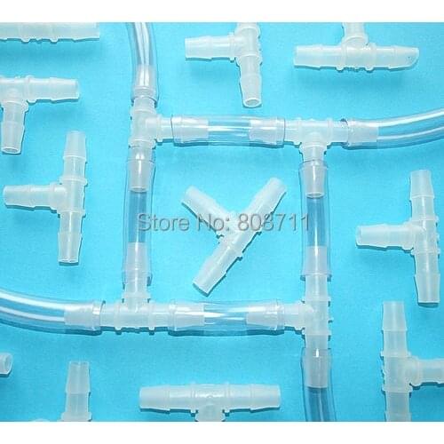 10pcs 2.5mm Plastic Barbed Connector, TEE Tube Joiner, Equal T Hose Pipe Fitting, for Medical, Aquarium, Scientific use