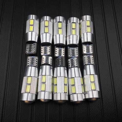 10PCS T10 LED canbus W5W 194 Interior Light White LED CANBUS NO OBC ERROR t10 10SMD 5630 5730 Reading Bulb Dome Wedge Lamp