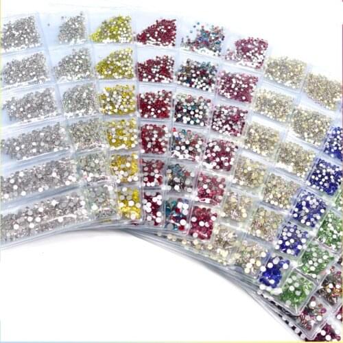 PrettyG 1440pcs SS3-SS10 Mixes Size Nail Crystals AB Nail Art Sparkly Round Flatback Rhinestones, Non-Self-Adhesive CY-S310