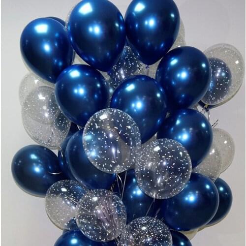 20pcs 12-inch Ink-blue Transparent Star Latex Balloon Happy Birthday 10'' Pink White Helium Balloon Wedding Party Decor Supplies