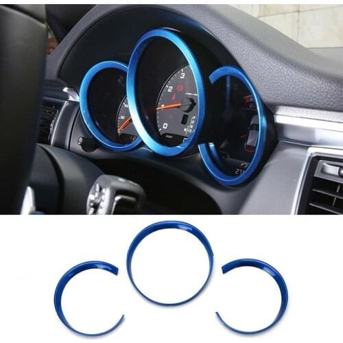 3 Pcs Blue Dashboard Edge Decoration Trim Ring For-Porsche Macan 2014-2020