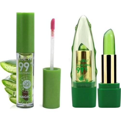 99% Aloe Vera Gel Moisturizing Jelly Lipstick Plant Temperature Change Lipstick Lip Balm Penny Aloe Vera Gel Coloring Lipstick