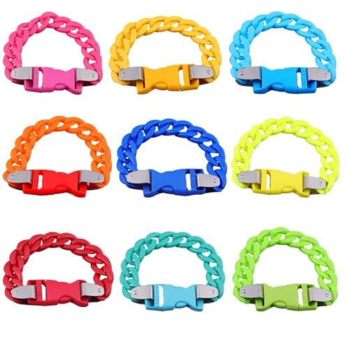New Punk Acrylic Link Chain Buckle Bracelets Bangles For Men Women Charm Colorful Chains Bracelet Fashion Party Jewelry Gift