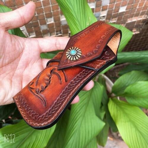 First Layer Leather Knife Cover Scabbard Browning Triple Blade Fold Outdoor EDC High Quality Tool Pliers Clamp Case Pouch