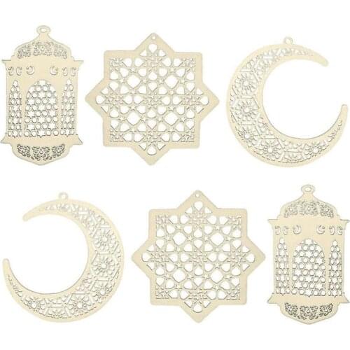 Wood Eid Mubarak Pendants Ramadan Dropping DIY Eid Mubarak Decoration Hajj Mubarak Party Supplies Moon Eid Al-Fitr Decor