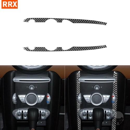 For Mini Cooper Hardtop R56 Clubman R55 Convertible R57 Carbon Fiber Stickers Control Panel Side Trim Strip Car Accessories