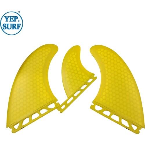 Surfboard Future T1 Size Fins Yellow Color Fiberglass Honeycomb new design surf Good Quality Surf tri set Fins Free Shipping