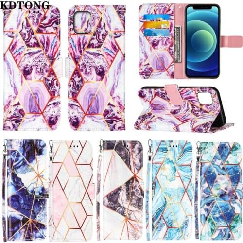 Flip Phone Case for iPhone 13 Mini Pro Max Funda Marble Splic Fashion Leather Wallet Multi Function Full Protection Cover Capa