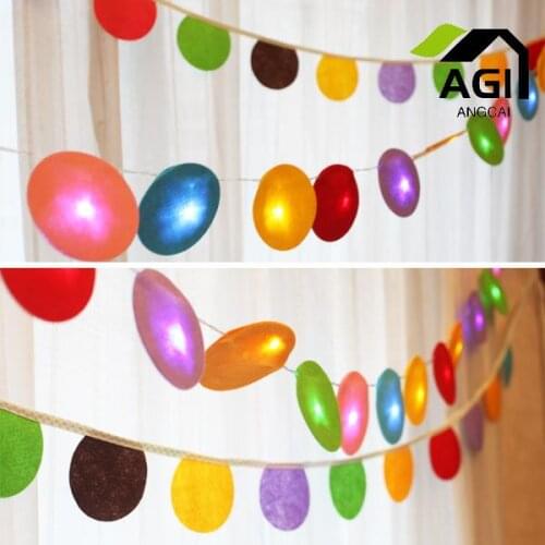 2M 20led Round Circle Paper felt Garland fairy lights Glitter Dots String Banner Party Wedding DIY Tent Decor