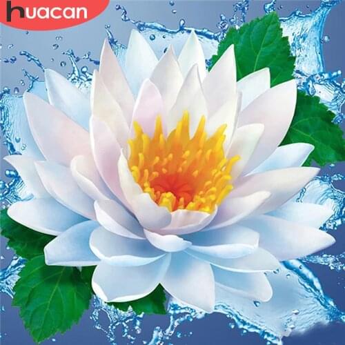 HUACAN 5D Diamond Painting Lotus Full Square Drill Mosaic Set For Embroidery Cross Stitch Diamond Embroidery Flower Home Decor