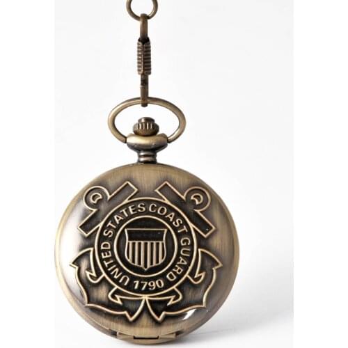 Pocket watch chain retro bronze pattern pocket watch mens steel steampunk unique womens mens FOB chain pocket watch gift box