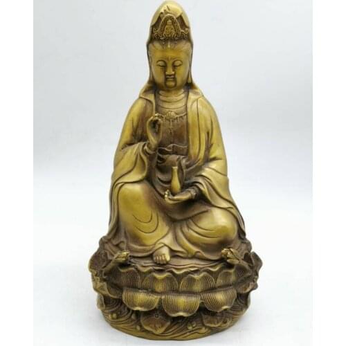 China brass sit lotus Goddess of mercy Buddha crafts statue