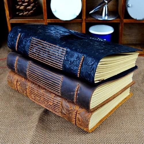 Handmade Leather Retro Diary Notebook Sketchbook Travel Journal Vintage Blank Writing Paper Note Books Gifts Office Stationery