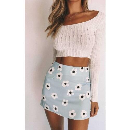 2020 Summer New Two Color Daisy Print Skirt with High Waist and Buttocks DLBSQ161