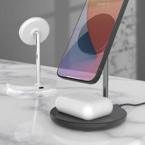 Magnetic Wireless Charger Station 15W Fast Charging Stand Dock for Phone A-irpod N0PB