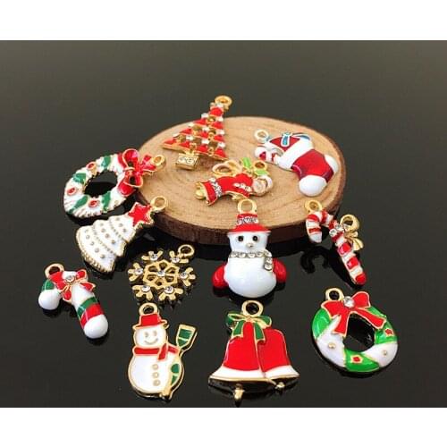 Mix style Metal enamel flatback Christmas festival decoration crystal rhinestone button for DIY craft scrapbook pendant