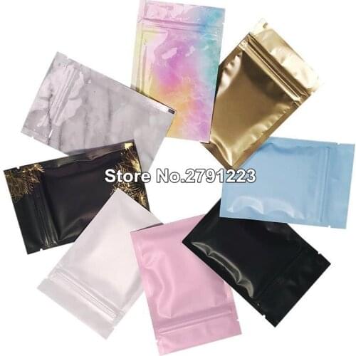 White/purple/black/blue/pink/gold mini jewellry storage bag zip lock 7*10cm aluminum zip lock bags for small item/ring packing