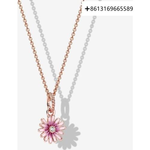 Fashionable hot style 925 sterling silver pink Daisy necklace for men and women, new collection