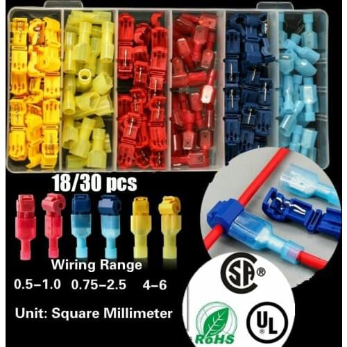 18pcs/30pcs Set Scotch Lock Quick Splice cable Connector Terminals Assortment Kit Wire Connectors Male Female Terminal tool