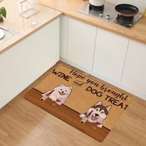 Anti-slip Floor Mat Bath Mat Absorbing Moisture Polyester Word Cartoon Pattern Ground Mat Carpet Entrance Mats for Daily Use
