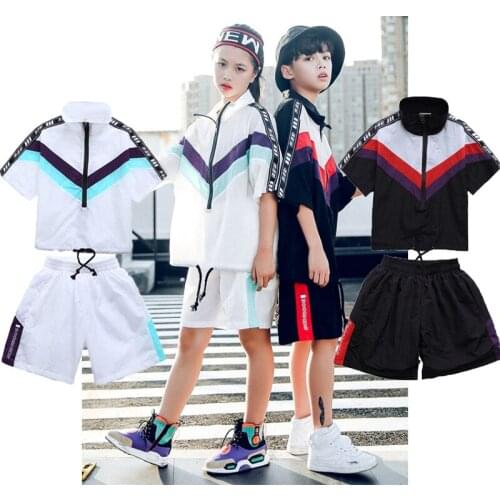 New Korean Top Pants Jazz Suit Children Hiphop Dance Clothes Boys Girls Hip Hop Costumes Kids Street Dance Outfit