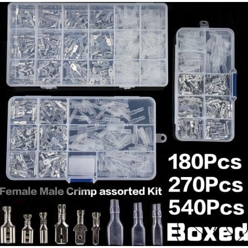 270PCS/2.8/4.8/6.3mm Male and Female Crimp terminal electrical connector cable Suitable for 22-16AWG Insulating sleeve brass