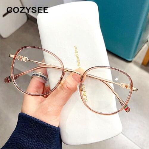 Gold Metal Frame Clear Round Computer Glasses Italy Luxury Brand Anti Blue Ray Square Eyeglasses Women Fashion Eyewear