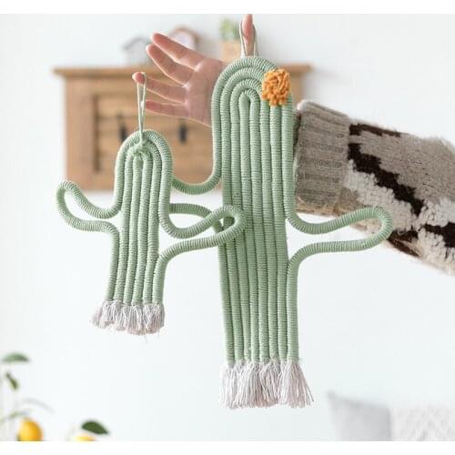 Hand woven cactus living room pendant creative bedroom layout Nordic ins wind wall decoration