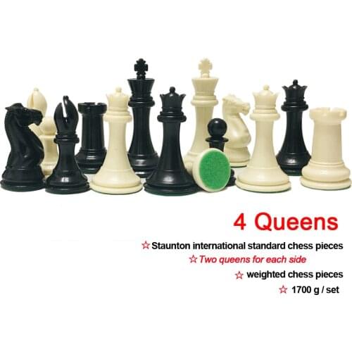 4 Queens Chess Set King Height 108mm Staunton Standard Chess Pieces Weighted International Chess Game for Match Club IA12