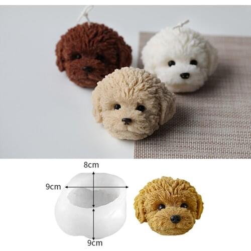 Cute Teddy Dog Head Candle Silicone Mold Animal Shape Fragrance Candle Making Wax Mould Korean Style Candle Mold
