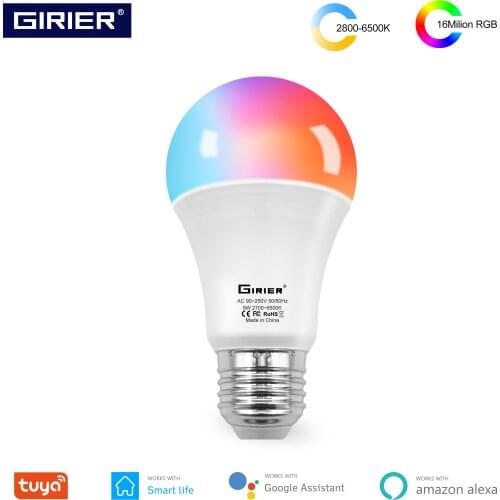 12W 15W Wifi Smart Led Bulb E27 Tuya RGB Dimmable Light Lamp Work with Alexa Google Home Assistant Smart Life App Timer Schedule