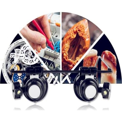 Wearable Magnifier Binocular Independent LED Light Adjustable Magnifier 20 Times Magnification Watch Repair Tool Magnifier