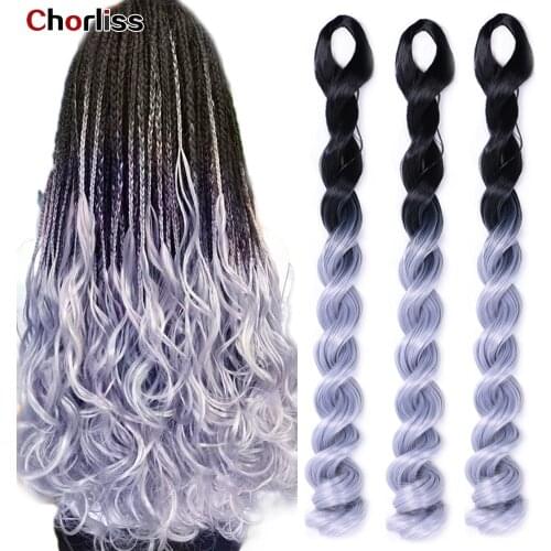 Ombre Color 24Inch Synthetic Knit Crochet Hair Deep Waves Extension FashioAn Various Colors Are Available Chorliss
