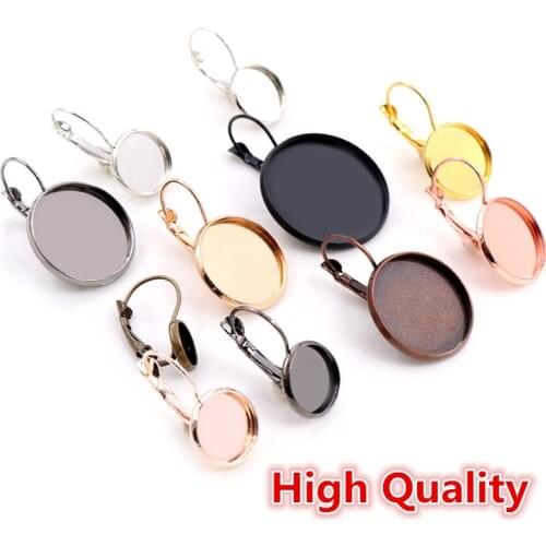 High Quality Copper Materials 8-25mm 10pcs Classic 10 Colors French Lever Back Earrings Base, Earring Blank Supplies for Jewelry