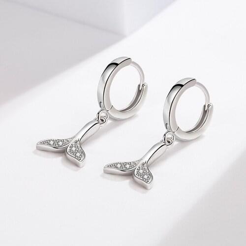 Womens New Fashion Lovely Whale Tail Drop Earrings Shiny Micro Crystal Simple Elegant Dangle Earring Hoops Piercing Jewelry
