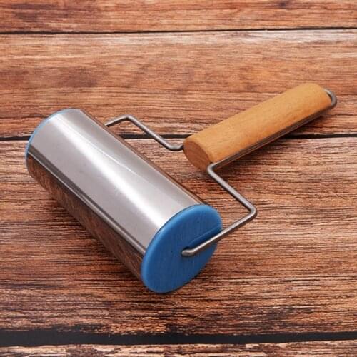 1pc T Shape Rolling Pin Stainless Steel Dough Roller Non-Stick Pastry Roller With Wooden Handle Baking Tools Kitchen Noodles