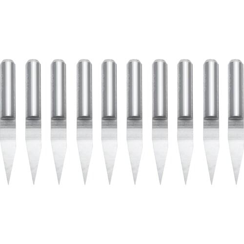 10Pcs 3.175mm Shank Flat Bottom Engraving Bits CNC Router Tools V-Shape Cutting Knife Carbide PCB Engraving Bits Carving Cutters
