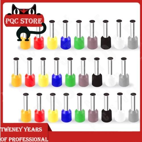 100pcs/Pack E0508 E7508 E1008 E1508 E2508 Insulated Ferrules Terminal Block Cord End Wire Connector Electrical Crimp Terminator