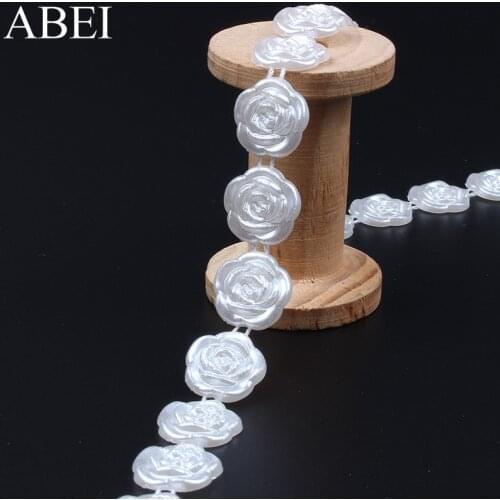 17mm 2yards/lot White Artificial Pearl String For Wedding Bridal Headwear Cotton Beads Line for Home Party Decoration