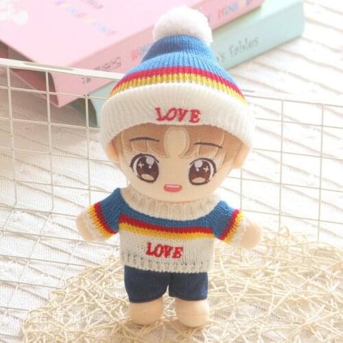 20cm Sean Xiao Xiao Zhan Doll Student Uniform Vest Vest Shirt Jeans Set Fisherman Hat Doll Clothes Childrens Christmas gifts